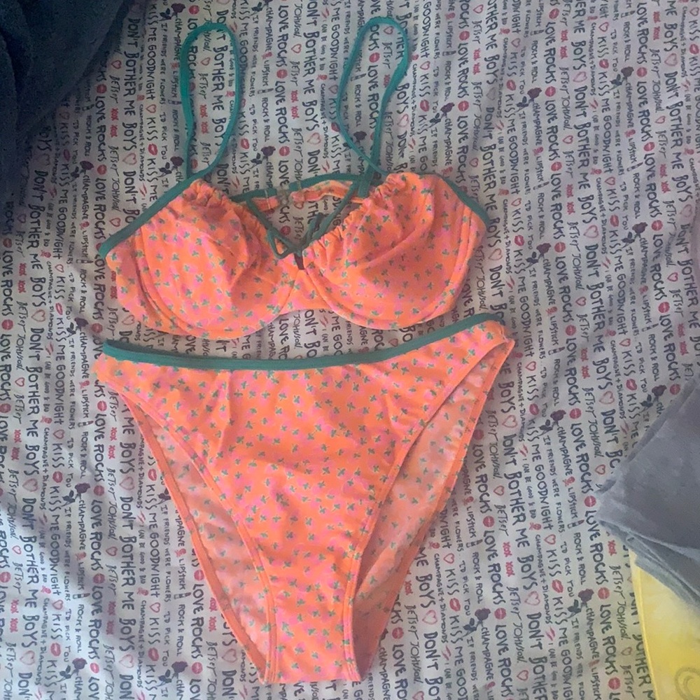 90s strawberry orange bright bikini